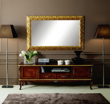 Luxe ensemble de 2 pièces buffet bas meuble TV miroir meuble en bois italien meubles en bois