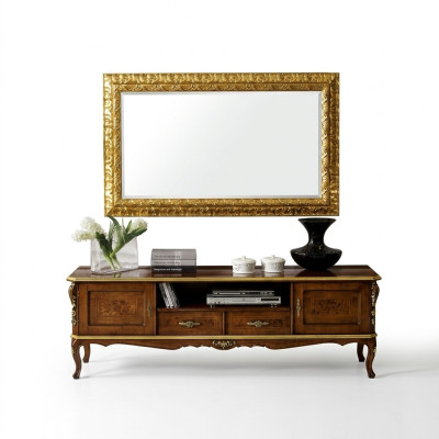 Luxe ensemble de 2 pièces buffet bas meuble TV miroir meuble en bois italien meubles en bois