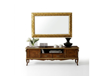 Luxe ensemble de 2 pièces buffet bas meuble TV miroir meuble en bois italien meubles en bois