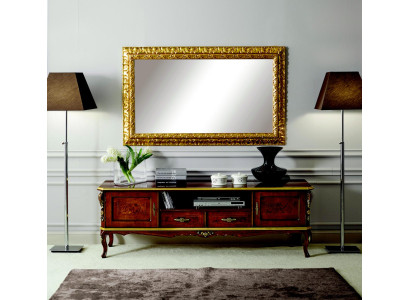 Luxe ensemble de 2 pièces buffet bas meuble TV miroir meuble en bois italien meubles en bois