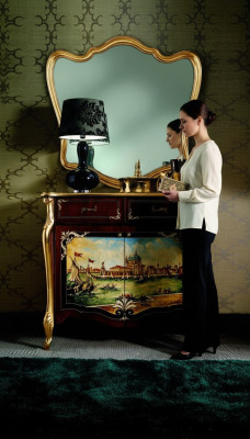 Commode italienne Commode Buffet Peinture à la main Garde-robe Buffet de luxe en bois italien