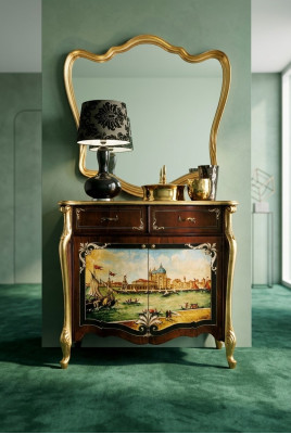 Commode italienne Commode Buffet Peinture à la main Garde-robe Buffet de luxe en bois italien