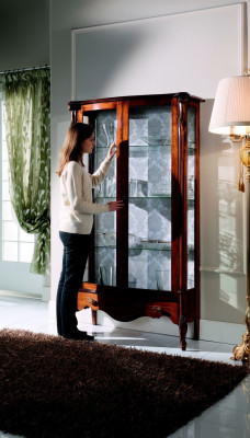 Meubles de luxe italiens Meubles classiques en bois brun Vitrine Chic Cabinet d'affichage