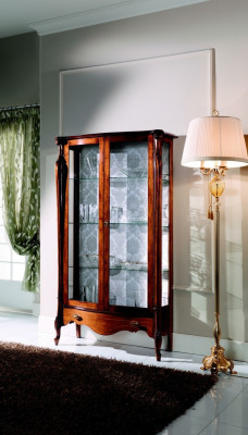 Meubles de luxe italiens Meubles classiques en bois brun Vitrine Chic Cabinet d'affichage