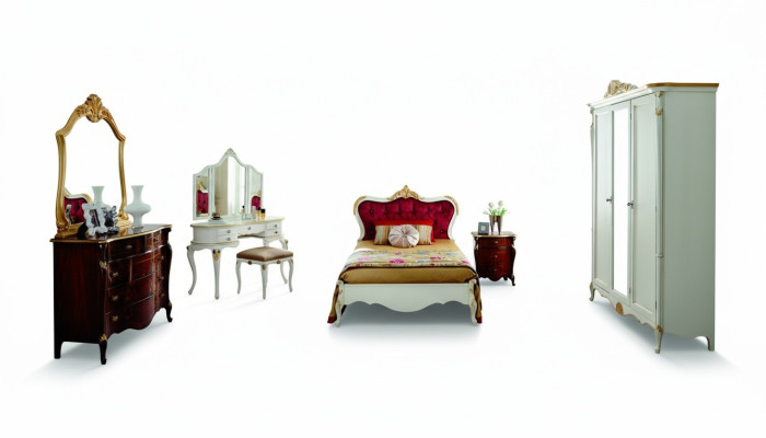 Conception Lit de Luxe 120*195 cm avec Tête de lit Boutons Style Baroque Meubles Italiens.