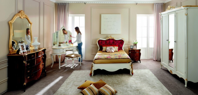 Conception de meubles italiens Lit de luxe Lit double Style Baroque Lits Classiques
