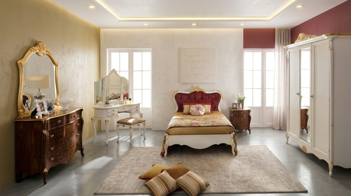 Conception de meubles italiens Lit de luxe Lit double Style Baroque Lits Classiques