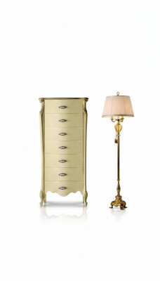 Meuble en bois italien Chic Commode de 120 cm de haut avec 7 tiroirs.