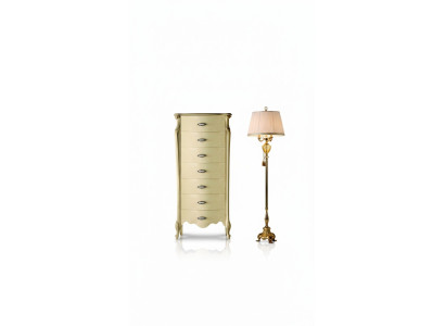Meuble en bois italien Chic Commode de 120 cm de haut avec 7 tiroirs.