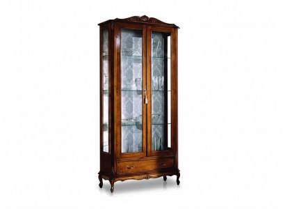 Vitrine de luxe en bois design Marron 2 portes en verre 1 tiroir Mobilier italien