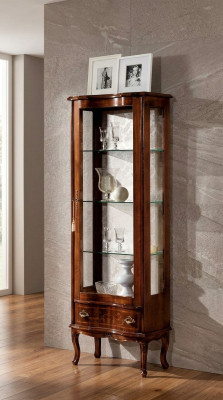 Vitrine en bois de luxe Armoire brune Portes en verre Design Buffet Meuble italien