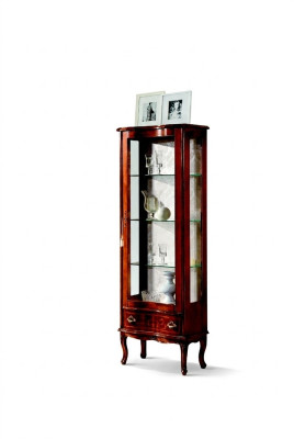 Vitrine en bois de luxe Armoire brune Portes en verre Design Buffet Meuble italien