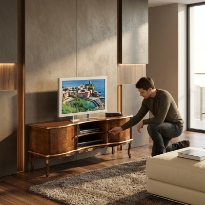Meuble TV de haute qualité, armoire TV, meuble TV, armoire de salon, luxueux buffet mural en bois.