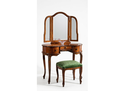 Meubles italiens en bois 2 pièces Table de toilette de luxe Tabouret Meubles de chambre baroque