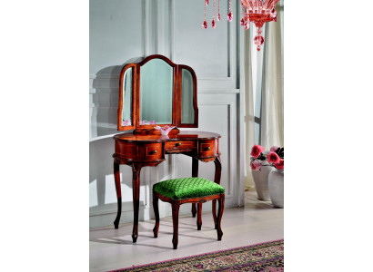 Meubles italiens en bois 2 pièces Table de toilette de luxe Tabouret Meubles de chambre baroque