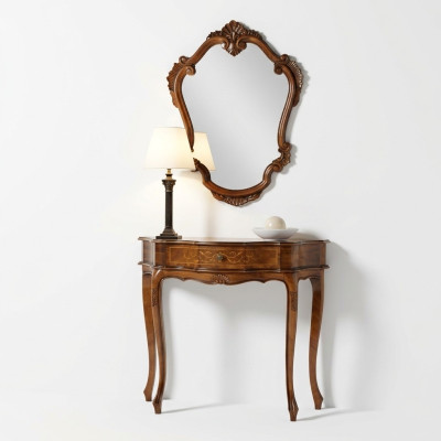 Mobilier de style baroque Table de console Miroir Bois Italien Tables Consoles 2 pièces.