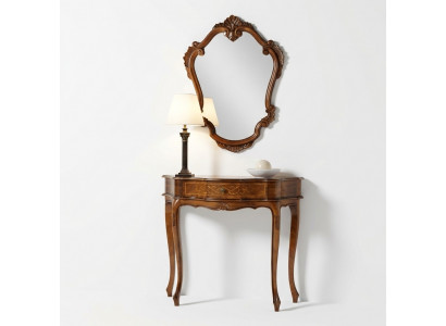 Mobilier de style baroque Table de console Miroir Bois Italien Tables Consoles 2 pièces.