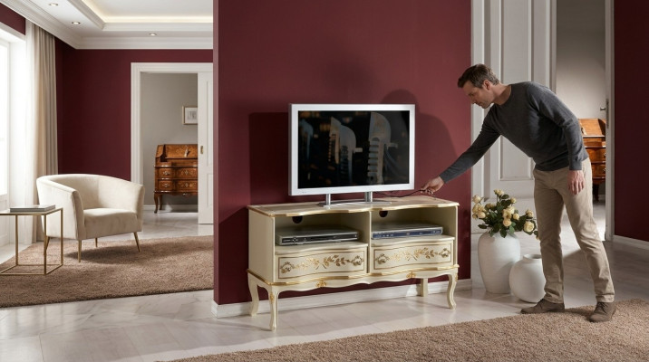 Chic Meuble TV blanc Armoire Buffet Bas Meuble TV Cabinets Style Italien Mobilier neuf