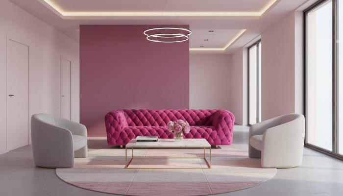 Rose Xxl Grand canapé Chesterfield Chesterfield Tissu de revêtement Canapés Quatre places 250cm neuf
