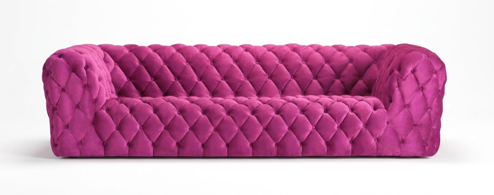 Rose Xxl Grand canapé Chesterfield Chesterfield Tissu de revêtement Canapés Quatre places 250cm neuf