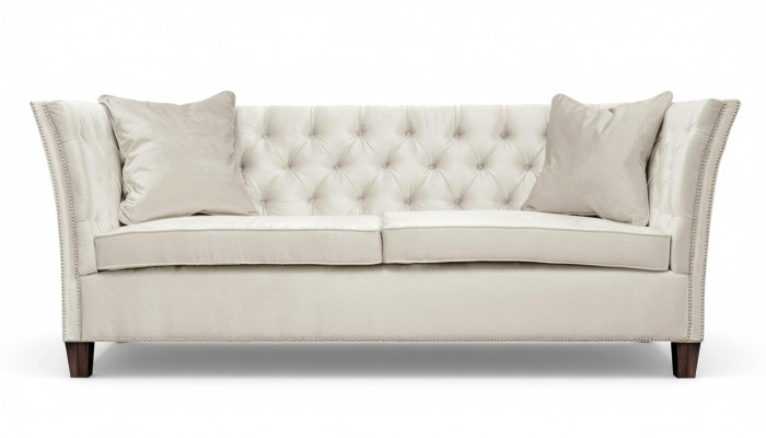 Canapé Chesterfield Beige Trois Places Mobilier Rembourré Hôtel Pratique Salon