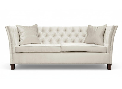 Canapé Chesterfield Beige Trois Places Mobilier Rembourré Hôtel Pratique Salon