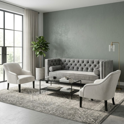 Gris Chesterfield Fauteuil Blanc xxl Grand Canapés en Tissu Créatif Nouveaux Meubles