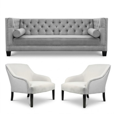 Gris Chesterfield Fauteuil Blanc xxl Grand Canapés en Tissu Créatif Nouveaux Meubles