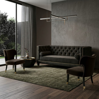 Fauteuil Chesterfield noir xxl Grand canapé en tissu Textile Meubles Rembourrage Suite