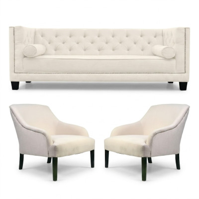 Fauteuil Chesterfield blanc XXL Grand Canapés en Tissu Créatif Meubles neufs Canapés