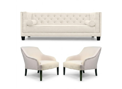 Fauteuil Chesterfield blanc XXL Grand Canapés en Tissu Créatif Meubles neufs Canapés