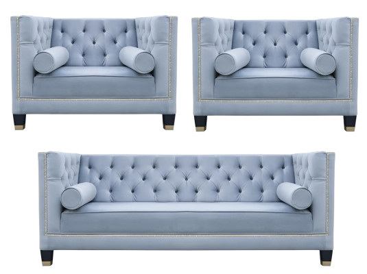 Ensemble de canapé bleu fauteuil Chesterfield Meubles créatifs Tissu textiles Salle de séjour nouveau