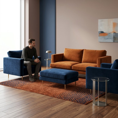 Ensemble de canapé Tabouret Orange Fauteuil Meuble créatif Textile Tissu Salon