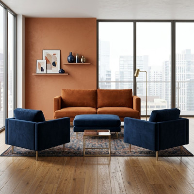Ensemble de canapé Tabouret Orange Fauteuil Meuble créatif Textile Tissu Salon