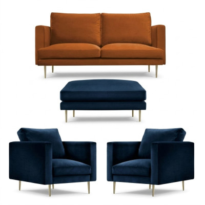 Ensemble de canapé Tabouret Orange Fauteuil Meuble créatif Textile Tissu Salon
