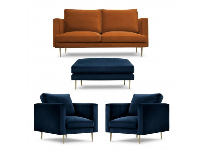 Ensemble de canapé Tabouret Orange Fauteuil Meuble créatif Textile Tissu Salon