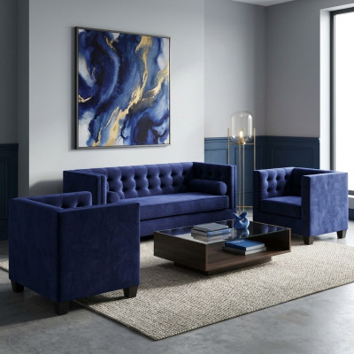 Canapé-lit Fauteuil créatif Meubles textile Tissu Bleu Groupe Salon Moderne Sofa