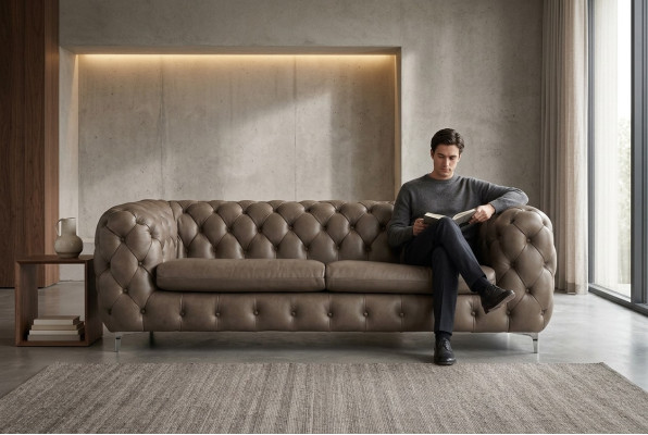 Canapé Chesterfield Marron xxl Grand Cuir Salon Mobilier 4 Places Violet Jaune Vert