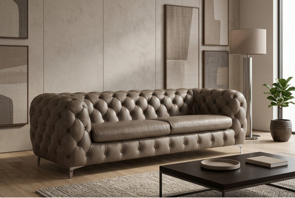 Canapé Chesterfield Marron xxl Grand Cuir Salon Mobilier 4 Places Violet Jaune Vert