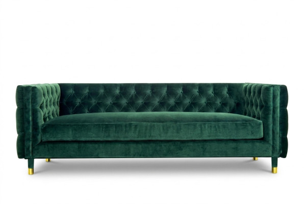 Canapé Chesterfield 4 places de luxe Tissu de meuble de design Vert Canapés
