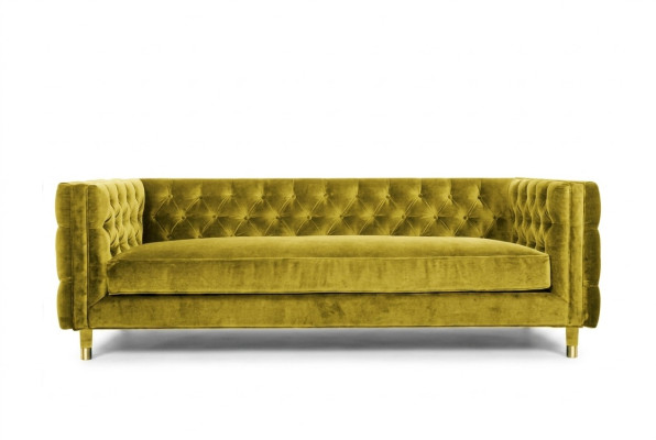 Canapé Chesterfield 4 places jaune Luxe design Meubles Tissu Tissu Canapés Canapés jaunes