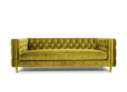 Canapé Chesterfield 4 places jaune Luxe design Meubles Tissu Tissu Canapés Canapés jaunes