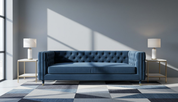 Luxe Bleu et Chesterfield Velours Trois Places Meubles d'Ameublement de Luxe pour Hôtel Salon Pratique