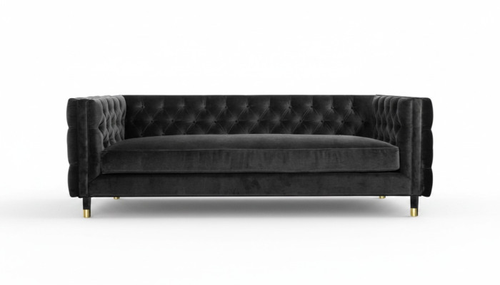 Canapé Chesterfield noir grand - Meubles de luxe 4 places - Canapés en tissu textile