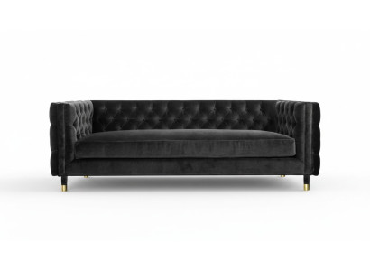 Canapé Chesterfield noir grand - Meubles de luxe 4 places - Canapés en tissu textile