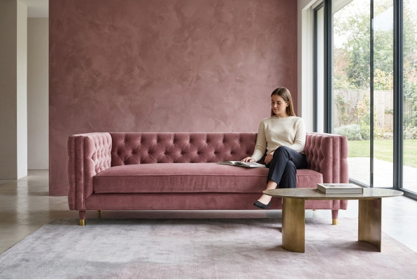 Canapé Chesterfield rose Meubles créatifs 4 places nouveau xxl Grand canapés