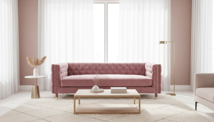 Canapé Chesterfield rose Meubles créatifs 4 places nouveau xxl Grand canapés