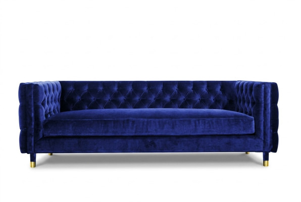 Canapé Chesterfield bleu Big Designer 4 places en tissu Textile neuf