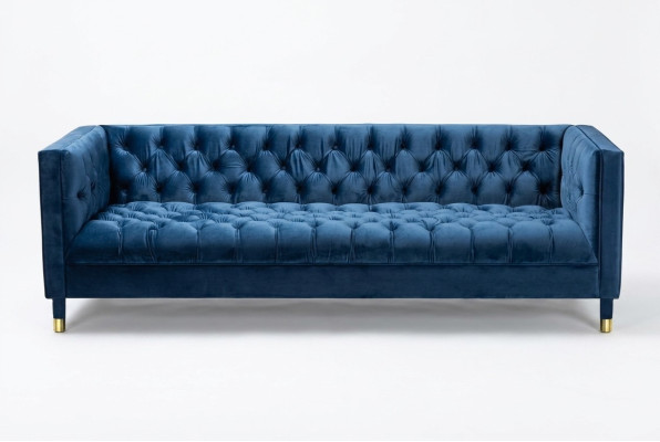Canapé Chesterfield bleu et canapés en tissu créatifs 4 places.