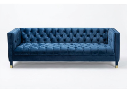 Canapé Chesterfield bleu et canapés en tissu créatifs 4 places.